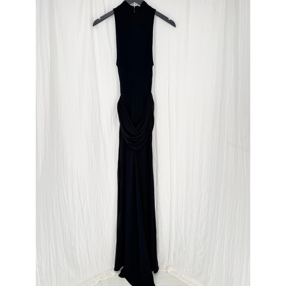 Helsa Ophelia Draped High Slit Maxi Dress Black NWOT Small - Picture 3 of 12